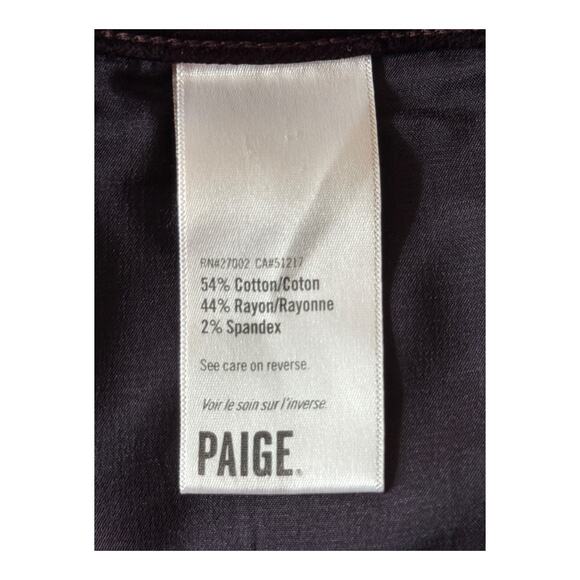 Paige Flaunt Femme High Rise Cropped Mini Boot pants black cherry size 34 - Picture 7 of 7